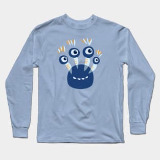 Cute Cartoon Funny Monster With Four Eyes Long Sleeve T-Shirt